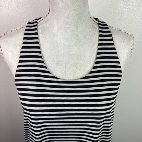 Calia Women's M Racerback Chiffon Lined Tank B&W Striped EUC - Picture 5 of 15
